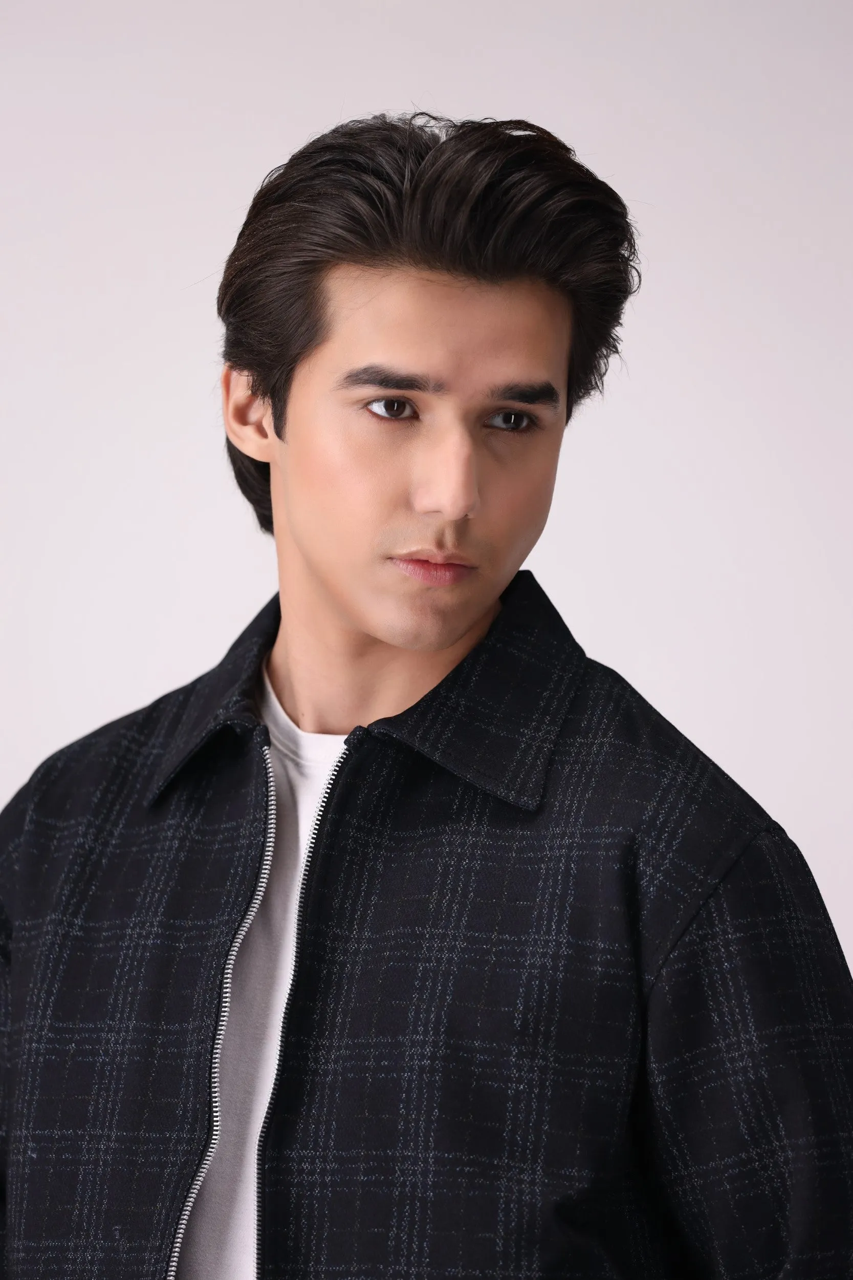 WOOL-BLEND CHECK JACKET