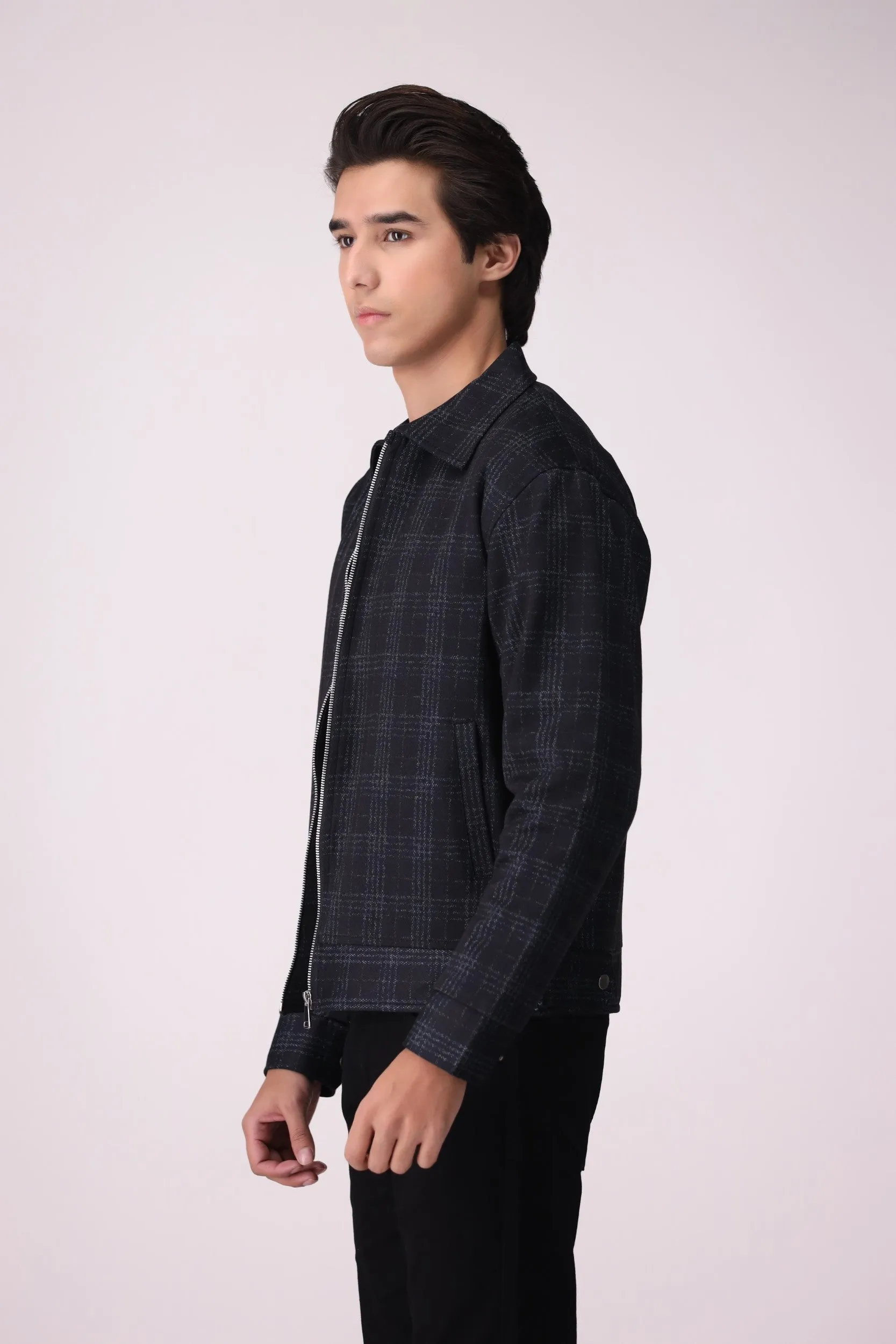 WOOL-BLEND CHECK JACKET