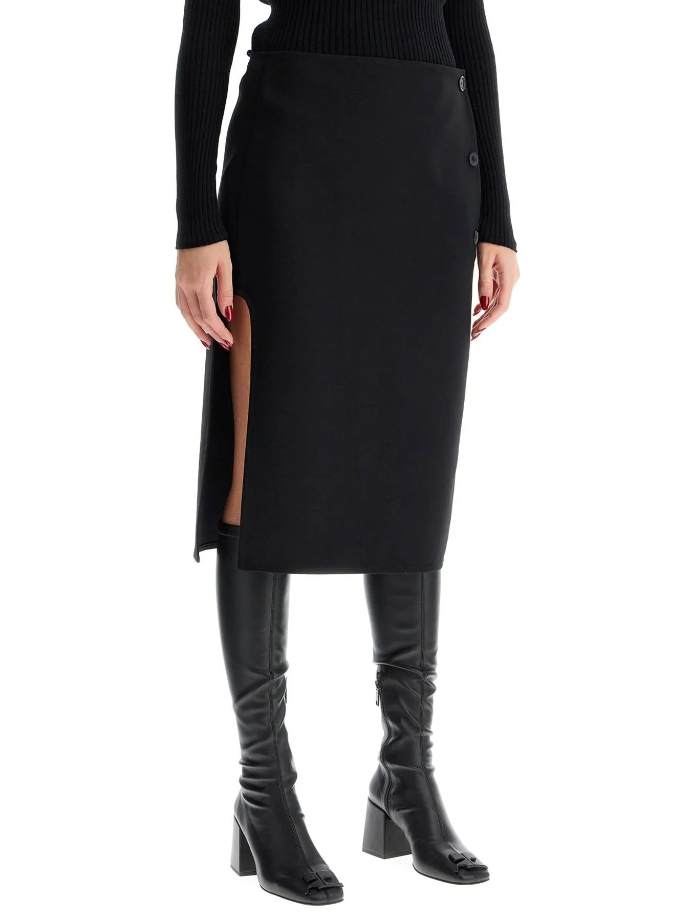 Wool-Blend Midi Skirt