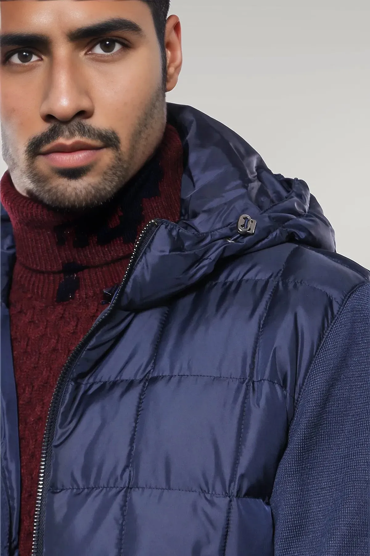 WSS Hooded Navy Blue Men Winter Coat  - Singen