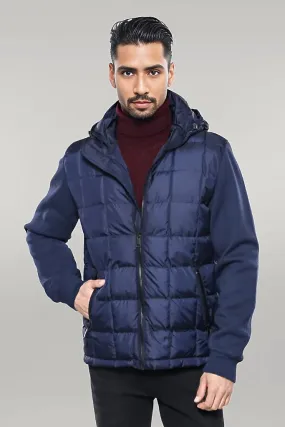 WSS Hooded Navy Blue Men Winter Coat  - Singen