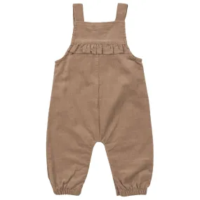 Yoke Ruffle Overall - Solid Cinnamon Swirl