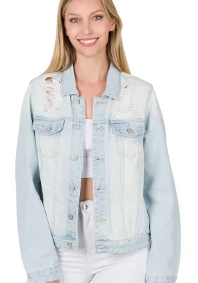 Zenana Lt Wash Distressed Jacket
