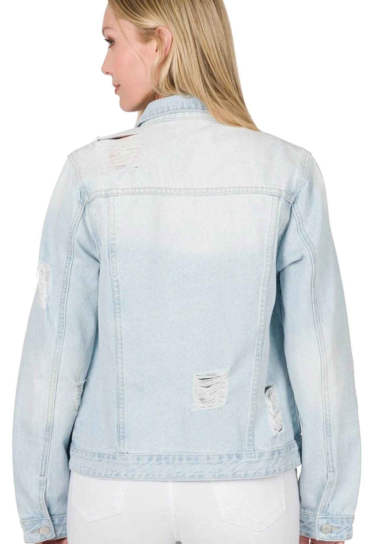 Zenana Lt Wash Distressed Jacket
