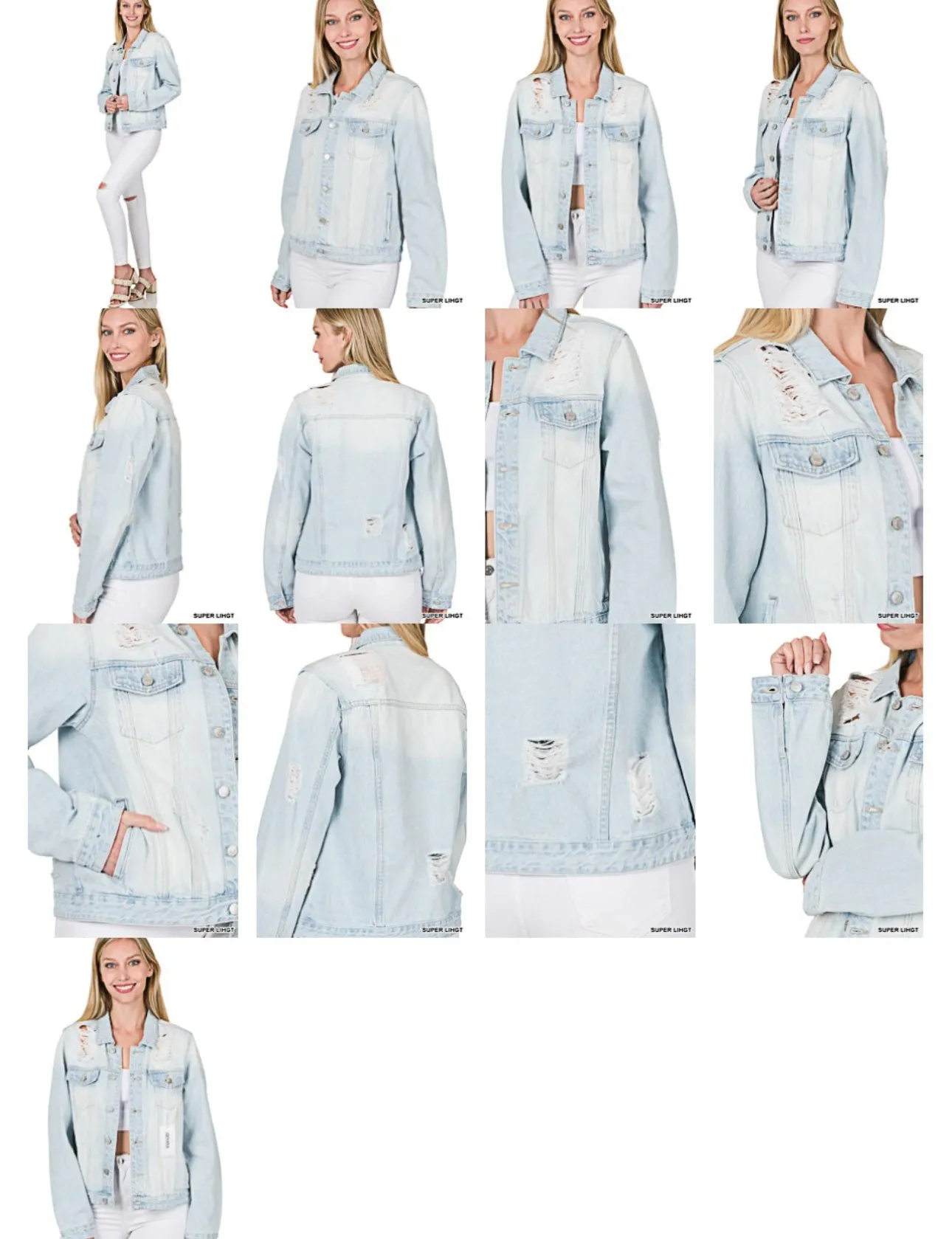Zenana Lt Wash Distressed Jacket